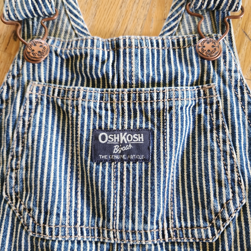 OshKosh B'gosh Blue and White Denim Overalls